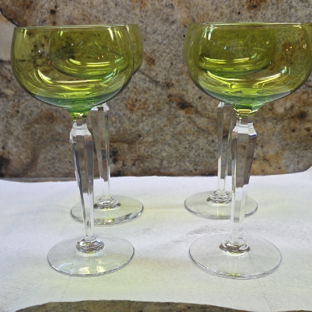 Set of Green Glass Goblets